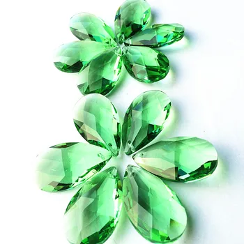 10шт 38 мм Зелено (Безплатни пръстени) Стъклен Полилей Лампа Кристални Капчици Призми Фестивал Декор на Домашен Светлина Окачен Медальон Украса