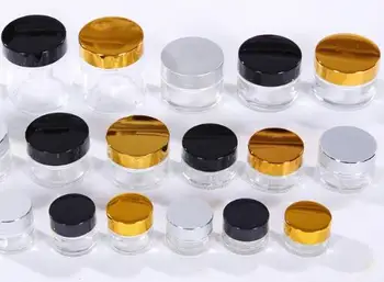 150 броя 10 г прозрачен стъклен буркан за крема със златна капачка