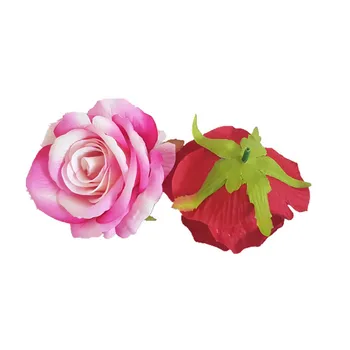 2 елемента 7 Цвята Коприна Розата е Цветето на Главата Изкуствени Цветя направи си САМ Сватбена Украса Домашно Парти Фалшив Букет Цветя