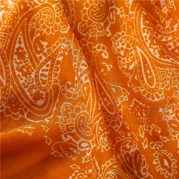 2022 Мода Оранжево Кашу Щампи Пискюл Вискозная Шал Шал Дама Високо Качество на Меки Hijabs и Тайна Мюсюлмански Sjaal 180*90 см