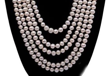 5 реда За Жени, Бижута 6 мм, 7 мм, 8 мм, 9 мм, 10 мм и бяла сладководни перли верижки и колиета AAA естествени перли дрехи-високо качество подарък