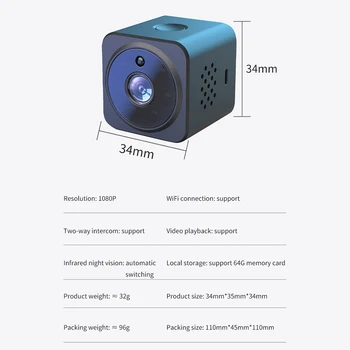 AS02 Мини-Камера, Wifi 1080P HD Автоматична Инфрачервена Нощен Версия Вграден Микрофон, Видео Камера, Диктофон Мобилен откриване