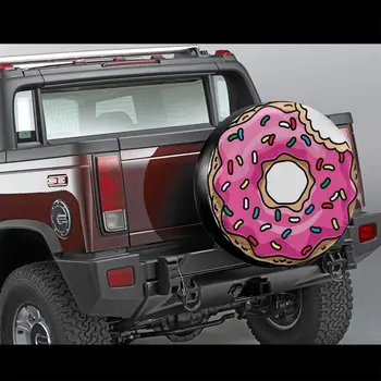 Delerain Цветни Калъфи за резервни гуми Bitten Donut, Водоустойчив Прахозащитен Калъфи за резервни колела, Универсални, Подходящи за Ремарке, АВТОБУС, СУ