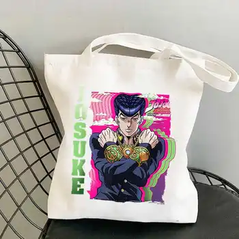 Jojo ' s Bizarre Adventure Холщовая Чанта с Голям Капацитет Аниме Harajuku Дамски Модни Чанта На Рамото Ulzzang Мультяшные Дамски Чанти За Пазаруване