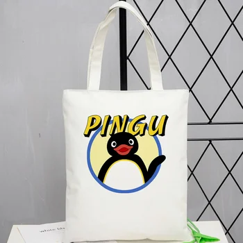 Nootnoot pingu пазарска чанта за пазаруване и чанта за рециклиране bolsas de tela чанта продуктова памучен чанта мрежест плат чанта toile