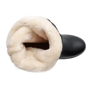 Sgesvier/големи размери 30-42, нови изолирана зимни обувки до средата на прасците, дамски обувки на платформа от мека кожа, с кръгли пръсти, сладък дамски зимни обувки