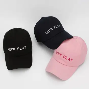 UNIKEVOW Модерна Шапка за голф, Дамски памучни шапки, Дамски и Мъжки бейзболна шапка LET ' S PLAY, Однотонная бейзболна шапка За Възрастни, Черна и Бяла Шапка, дамски Шапка