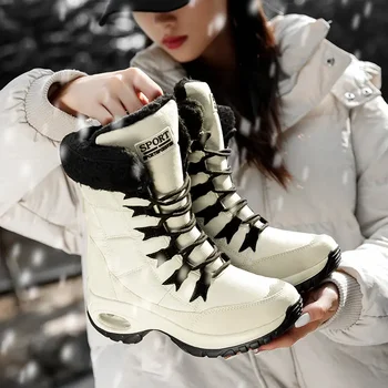 XH700 Зима 2022 г. Нови дамски обувки с Високо качество, запазването на топлина в зимните ботуши до средата на прасците, женски удобни изолирана ботильоны дантела, Ephesus Feminina