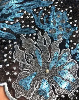 Африканска Лейси плат Органза, най-Новият от висок Клас на Най-добър Дизайн Noir vert bleu Пайети Нигерийски швейцарско дантела, Африкански тюлевые дантелени тъкани