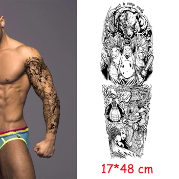 водоустойчив временна татуировка стикер пълна ръка roaing лъв, тигър цвете татуировка фалшива татуировка флаш ръкав татуировки мъж на една жена дете
