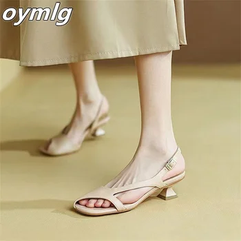 Дамски сандали Baotou; новост 2022 г.; летни прости обувки с квадратна катарама в стил ретро; модни обувки на нисък ток-висок ток на висок ток