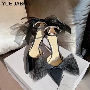 Дизайнерски дамски обувки-лодка на висок ток-висок ток с остър Пръсти и се прави извод, 2022 г., Розови Сатенени Сватбени обувки за Булката, дамски официални обувки за Бала