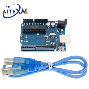 За Arduino UNO R3/R4 Съвет за развитие ATmega328P ATMEGA16U2 1 бр. UNO R3 дъска + 1 бр. кабел