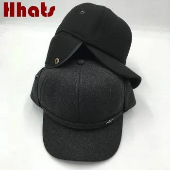 зимна шапка-ушанка за по-възрастните мъже, мъжки дебела топла шапка-бомбер с уши, възстановяване на предишното положение, шапка с 6 ламперия, ежедневни шапка с костите, директна доставка