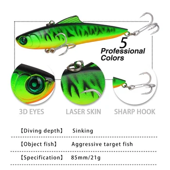 Метална Виброспиннерная Стръв 3D Очите на Острието Стръв 8,5 см 21 г Риболовни Примамки Потъва Вибрационни Изкуствена Стръв Вибрация Костур, Щука Риба Костур