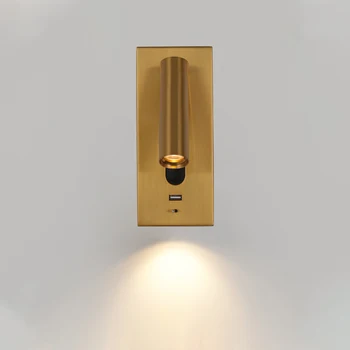 Модерен стенен лампа за спални, led начало лампа за четене на закрито, на таблата, 3 W, етажерка LED монтиран на стената лампа, USB нощна лампа, интериор за спални