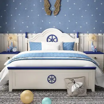 Модерна Проста бебешко легло от масивно дърво, 1,2 м 1,2,5 м, Индивидуална Легло За момчета и момичета, мебели за Спалня Тийнейджъри в американски стил
