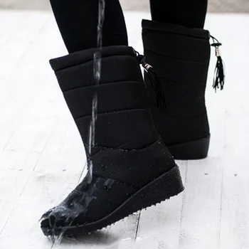 Непромокаеми зимни обувки, дамски обувки, зимни обувки до средата на прасците, Дамски Обувки, Топли дамски Ботуши на меху, лека обувки на платформа, 2021