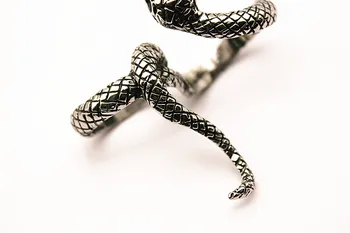 Нова Мода Пънк Античен Сребърен Цвят Сплав Двойни Пръстите Змеиные Пръстени Очарователни Пръстени С Животни Хип-Хоп Бижута Аксесоар Подарък