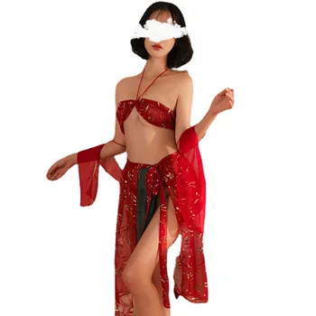 Секси Танцьор, Dunhuang Feitian екзотичен костюм бронзов топ перспектива секси бельо